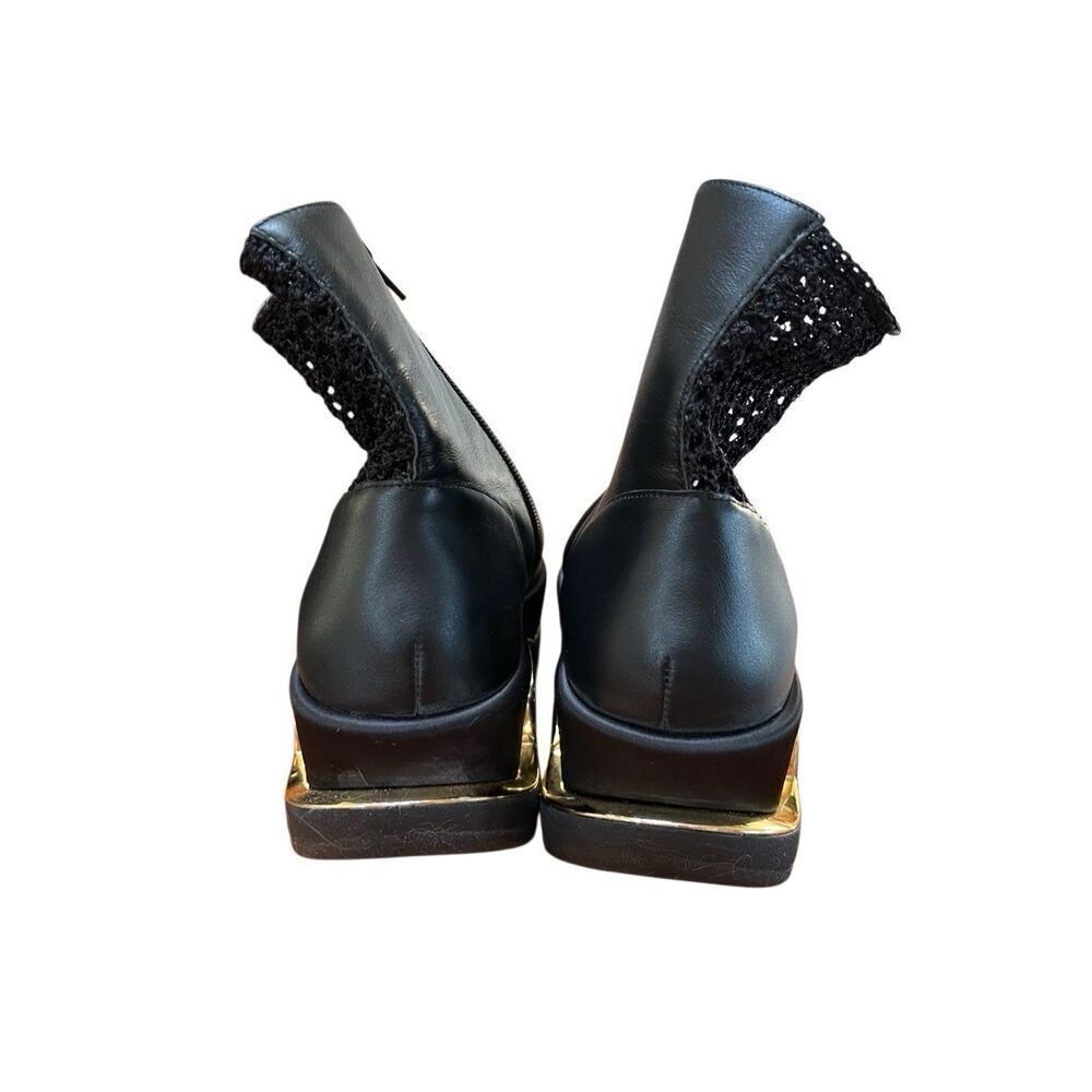 4CCCCEES Black/Gold Mesh Platform Ankle Boots Open Toe Side Zip NWOB EU 40 US 9 - Picture 13 of 15